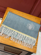 Scarf 190 CM In Blue Yellow Mix Jade Green Cashmere