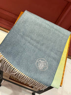 Scarf 190 CM In Blue Yellow Mix Jade Green Cashmere