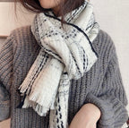 CC Scarf 200 CM In White With Black Stripes Cashmere 415341