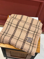 CC Scarf 190 CM In Dark Beige With Brown Stripes Wool  420037