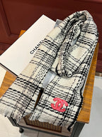 CC Scarf 185 CM White With Black Stripes Cashmere  422920