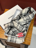 CC Scarf 185 CM White With Black Stripes Cashmere  422920