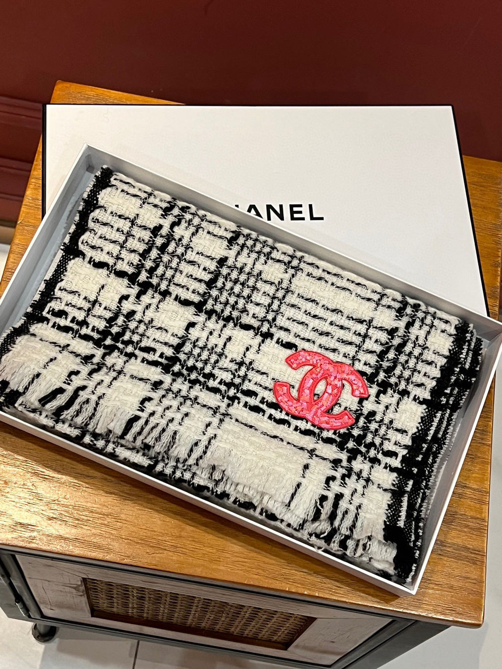 CC Scarf 185 CM White With Black Stripes Cashmere  422920