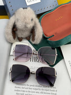 OVERSIZED RECTANGULAR FRAME SUNGLASSES G1641 IN METAL