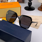 SQUARE SUNGLASSES L30157 IN BLACK ACETATE MONOGRAM LOGO
