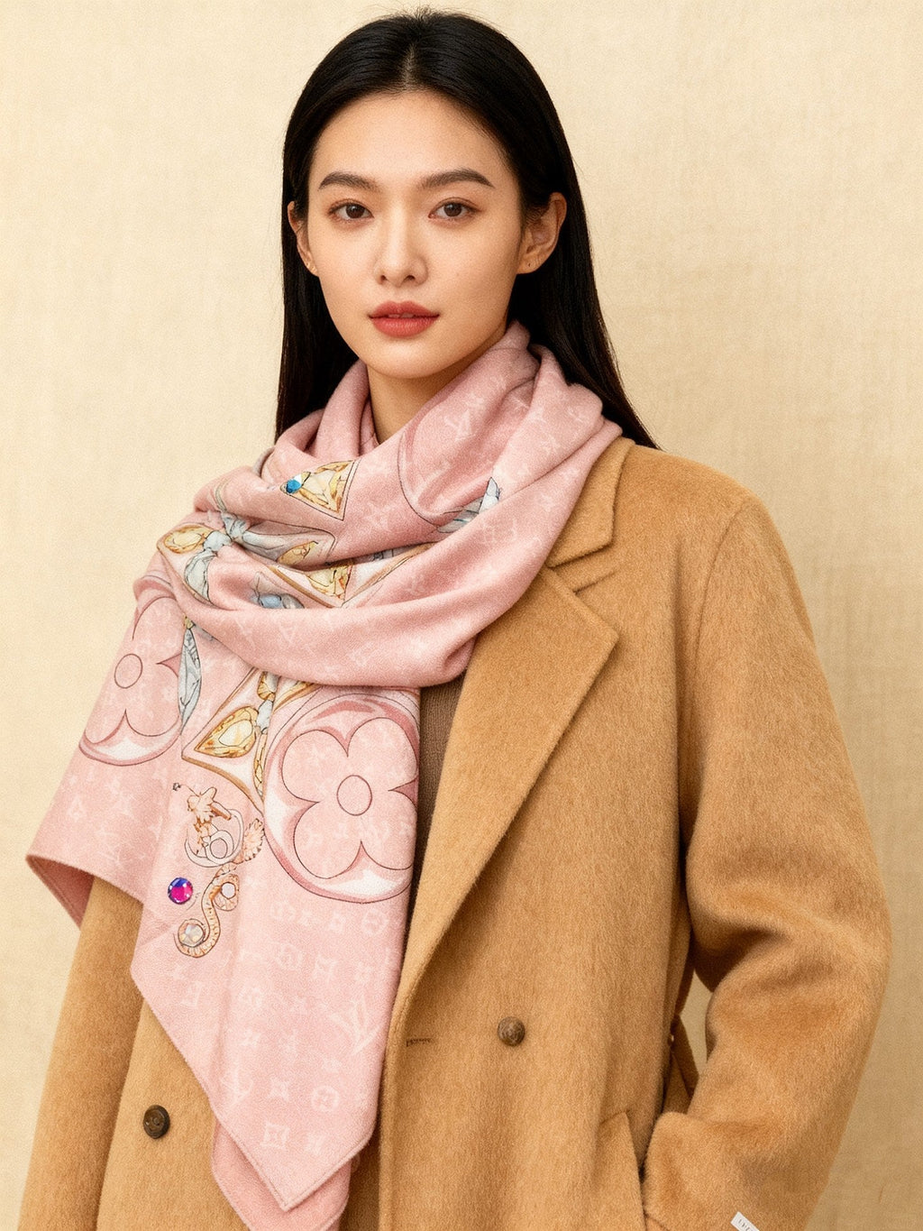 LV X TM Scarf 135CM Light Pink Cashmere 293192