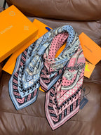 LV X TM Scarf 135CM Blue Pink Cashmere 293197