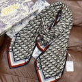 CD Monogram Scarf 140CM Dark Blue Cream Cashmere 293188