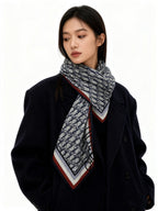 CD Monogram Scarf 140CM Dark Blue White Cashmere 293187