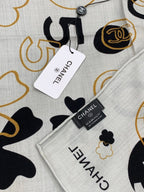 CC 25 Scarf 140cm White Black Cashmere 293181