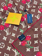 LV X TM Monogram Scarf 180CM Brown Red Cashmere 293169