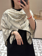 CC 25 Scarf 140cm White Black Cashmere 293212
