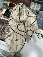 CC 25 Scarf 140cm White Black Cashmere 293212