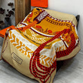 HM Dressage Tressage 140 CM Beige Red Colorful Cashmere And Silk 293229