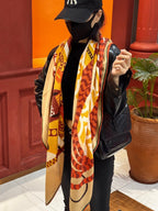 HM Dressage Tressage 140 CM Beige Red Colorful Cashmere And Silk 293229