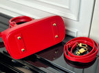 LV Alma BB Handbag Red Grained Cowhide