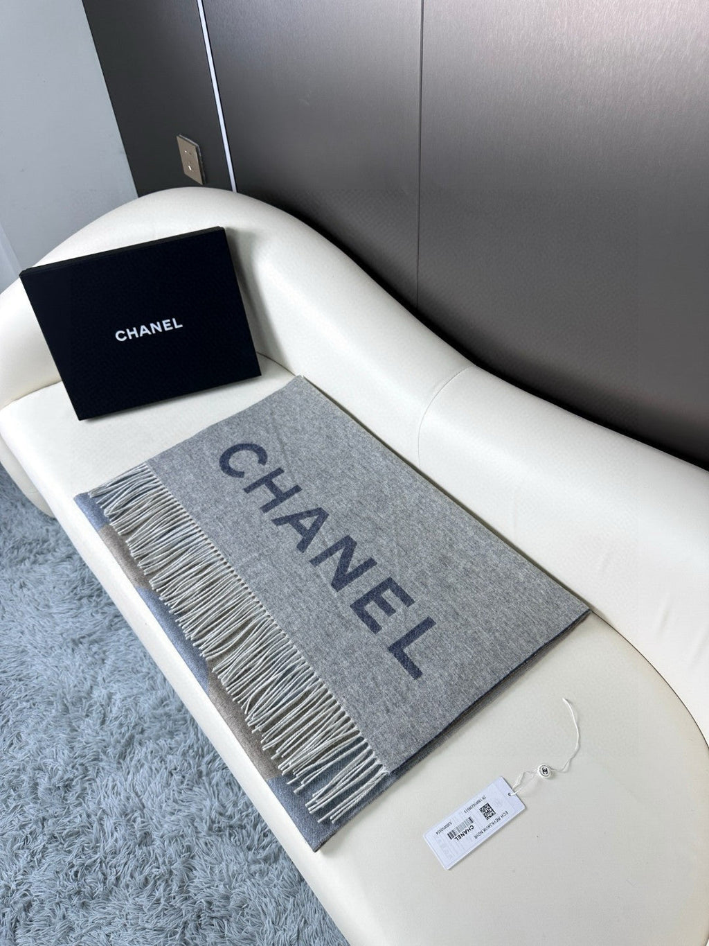 CC Scarf 180 CM In Grey Blue Mix Brown Cashmere Wool 368879