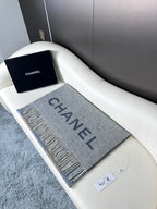 CC Scarf 180 CM In Grey Blue Mix Brown Cashmere Wool 368879