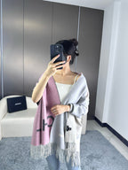 CC Scarf 180 CM In Grey Mix Pink Cashmere Wool 368880