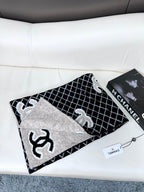 CC Scarf 185 CM In Black Mix Grey Cashmere Wool  370376