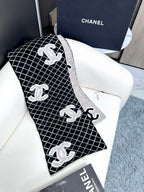 CC Scarf 185 CM In Black Mix Grey Cashmere Wool  370376