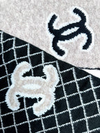 CC Scarf 185 CM In Black Mix Grey Cashmere Wool  370376