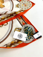 Harnais De Coeur Scarf 135 CM In Orange Colorful Cashmere And Silk 381092