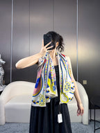 Harnais De Coeur Scarf 135 CM In Pink Colorful Cashmere And Silk 381093