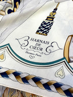 Harnais De Coeur Scarf 135 CM In White Colorful Cashmere And Silk 381094