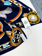 Harnais De Coeur Scarf  135 CM In Black Colorful Cashmere And Silk 381095