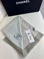 CC Scarf 200 CM In Grey Blue Mix Beige Cashmere Silk 390938