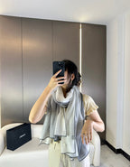 CC Scarf 200 CM In Light Grey Mix White Dark Grey Cashmere Silk 396448