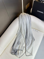 CC Scarf 200 CM In Light Grey Mix White Dark Grey Cashmere Silk 396448
