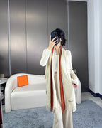 Scarf 180 CM In White Mix Red Khaki Green Cashmere  401086