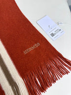 Scarf 180 CM In Red Mix White Khaki Green Cashmere 401087