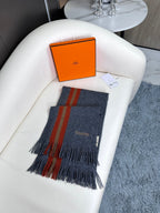 Scarf 180 CM In Charcoal Grey Mix Red Khaki Green Cashmere 401088