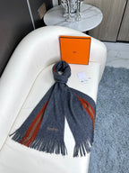 Scarf 180 CM In Charcoal Grey Mix Red Khaki Green Cashmere 401088