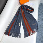 Scarf 180 CM In Charcoal Grey Mix Red Khaki Green Cashmere 401088