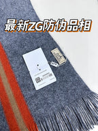 Scarf 180 CM In Charcoal Grey Mix Red Khaki Green Cashmere 401088