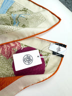 Retour A La Nature Shawl 135CM In Light Blue Colorful Cashmere And Silk