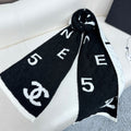 CC Scarf 180 CM In Black Mix White Cashmere And Wool Mix Silk 407255