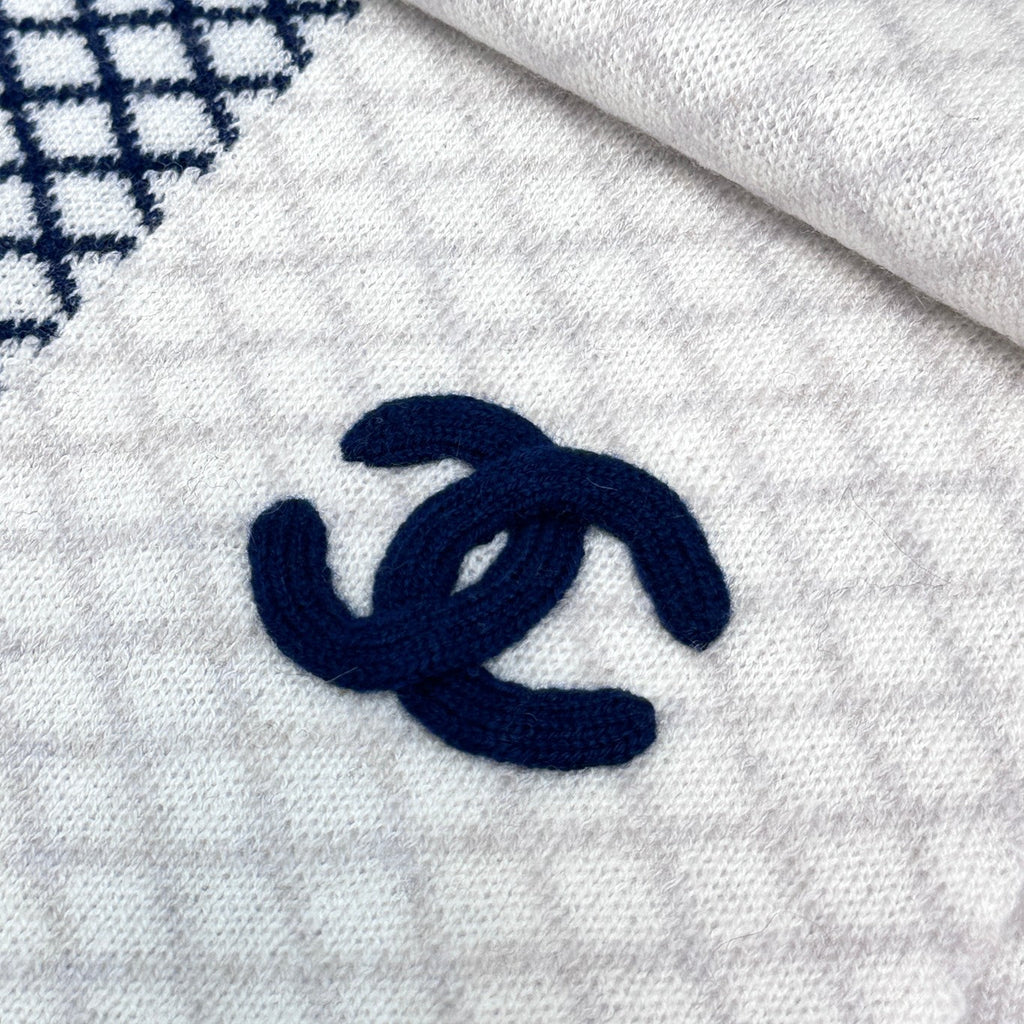 CC Scarf 190 CM In White Mix Black Cashmere  408543