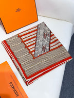 Scarf 140 CM In Orange Red Colorful Silk