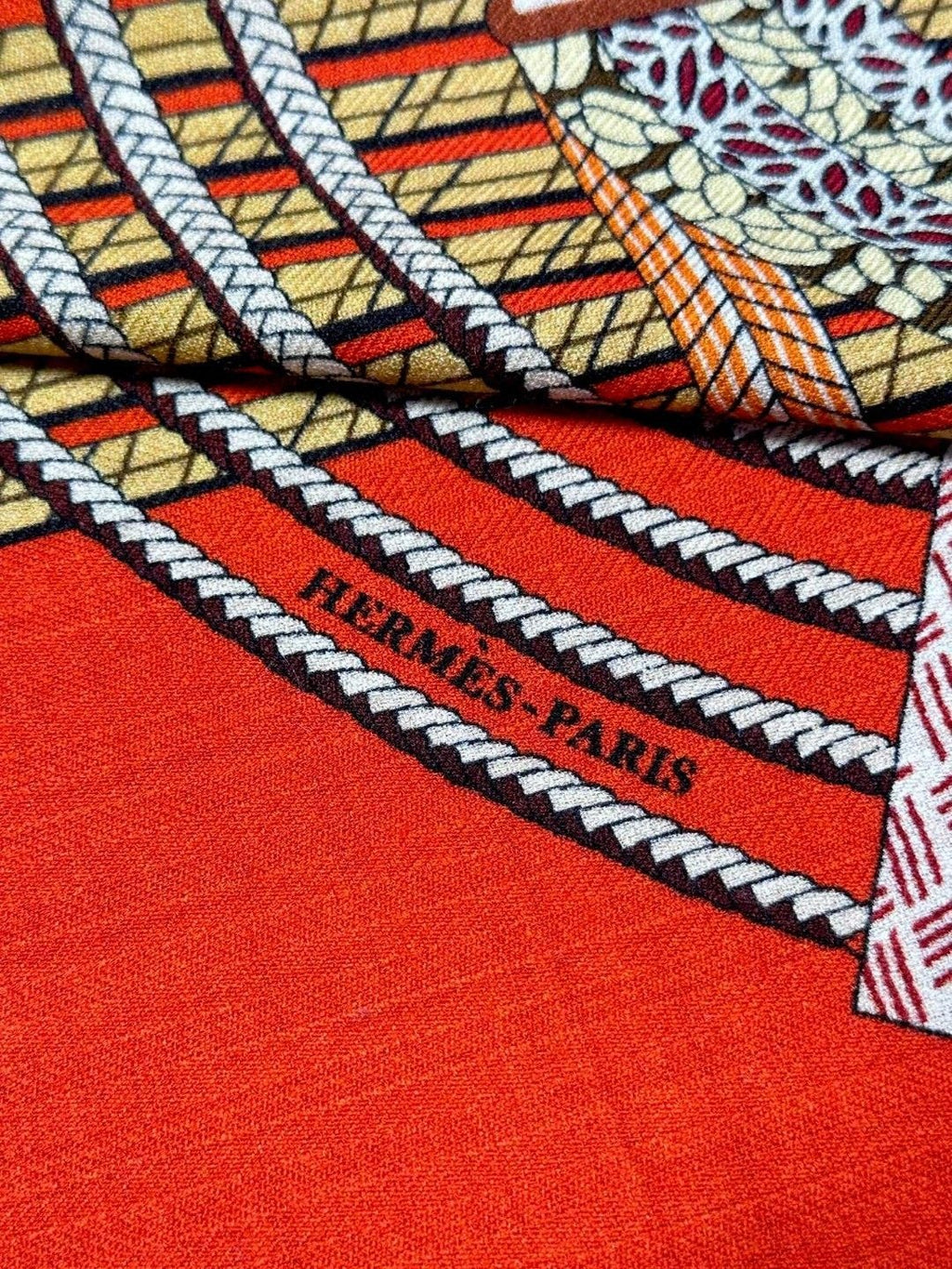 Scarf 140 CM In Orange Red Colorful Silk