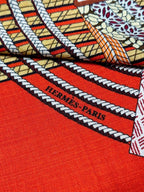 Dressage Tressage Shawl 140 CM In Orange Red Colorful Silk