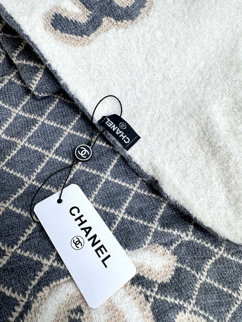 CC Scarf 185 CM In Grey Brown Mix White Cashmere Wool 410148