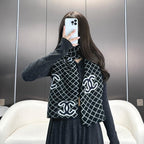 CC Scarf 185 CM In Black Mix Charcoal Blue Cashmere Wool 410150