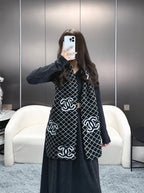 CC Scarf 185 CM In Black Mix Charcoal Blue Cashmere Wool 410150