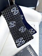 CC Scarf 185 CM In Black Mix Charcoal Blue Cashmere Wool 410150