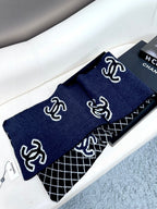 CC Scarf 185 CM In Black Mix Charcoal Blue Cashmere Wool 410150